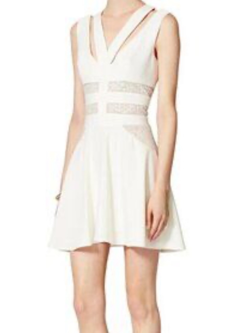 Bcbgmaxazria white karleigh cutout lace pretty white cream dress size 2
